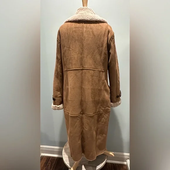 Avec Les Filles Faux Shearling Coat Brown size Large - Picture 11 of 16